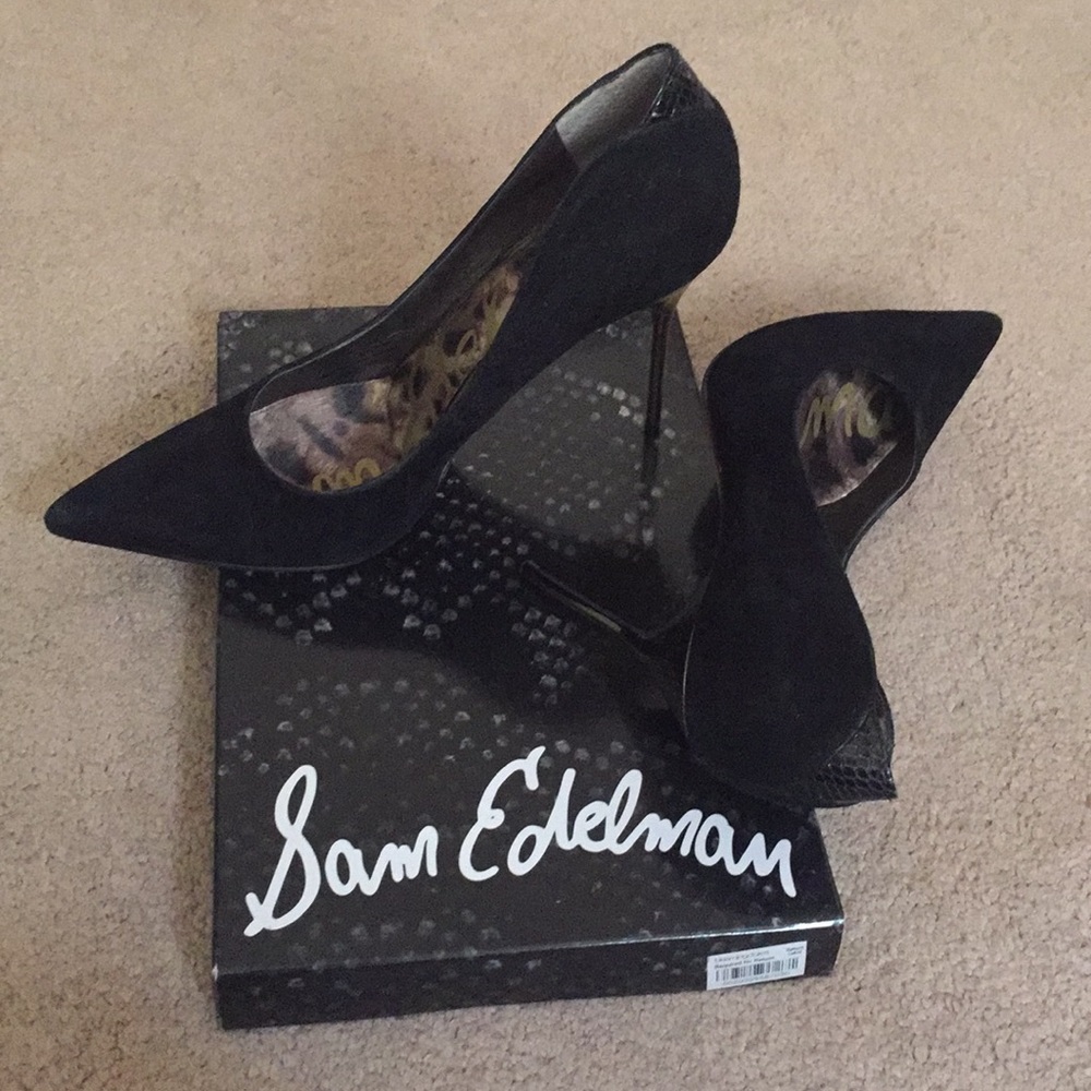 Sam Edelman Danielle, black silver heel pumps 9.5